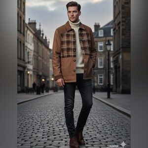 NWT Hunter Chore Jacket Cotton Blend Canvas Plaid Details Quilted Lining Men S/P